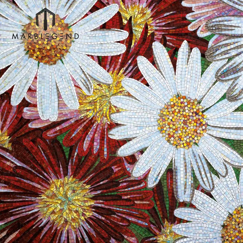 Custom Daisy Picture Design Glass Mosaic Wall Art Murals Buy Mosaic