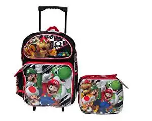 rolling book bag with lunch box