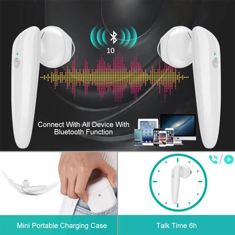 2019 New Product Wireless Earbuds Airpair 5.0 TWS Dual call i12 Earphones Headphone With Charging Case Play Music 5 Hours - ANKUX.COM