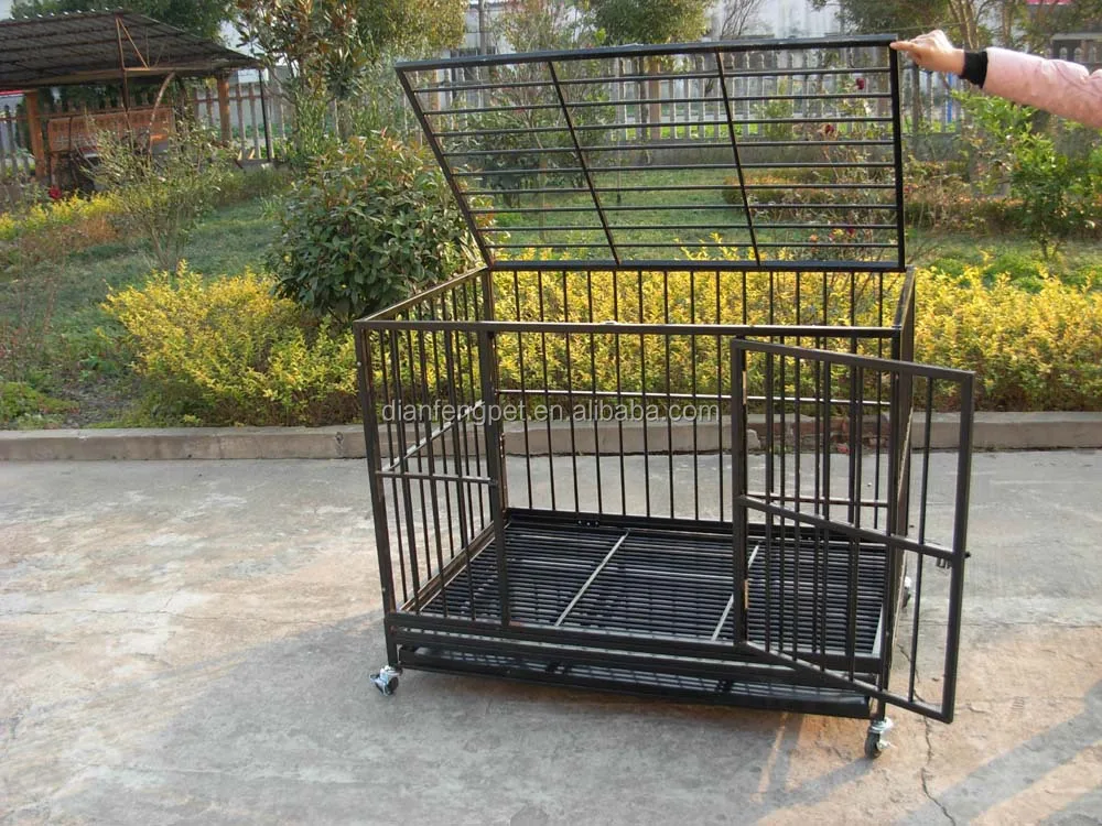 2 Doors Deluxe Folding Iron Square Tube Heavy Duty Dog Crate Wholesale