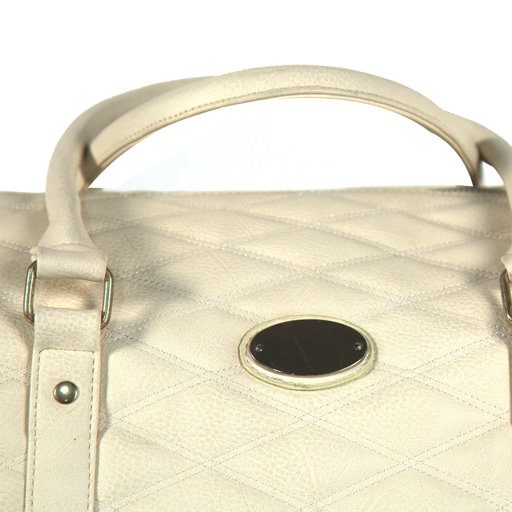 white leather quilted bag