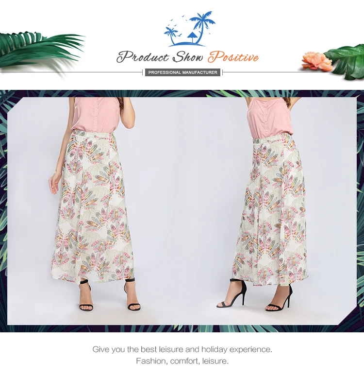 Custom print beach fashion lady latest long maxi skirt design