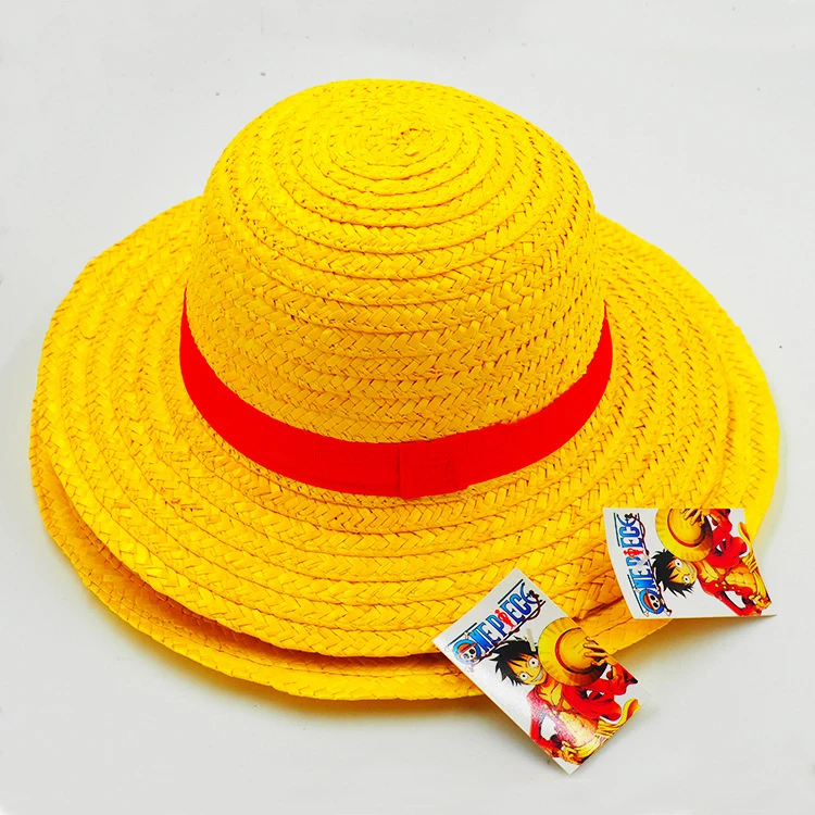 Custom Luffy Straw Hat Farmers Wide Brim Hat With Ribbon And Rope - Buy ...