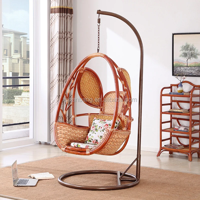 Indoor Furniture Real Rattan Wood Hanging Cane Swing Chair, View indoor