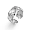 S925 Pure Silver Simple Personality Lattice Embossed Pattern Ring with Open Index Finger Sterling Jewellery Silver Ring
