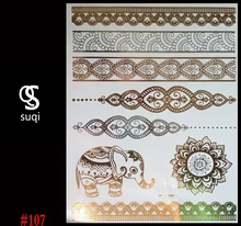 Novo design de moda tatuagem tatuagem de ouro e prata colar pulseira modelo produtos à prova d’ água Flash do tatuagem temporária tatuagens
