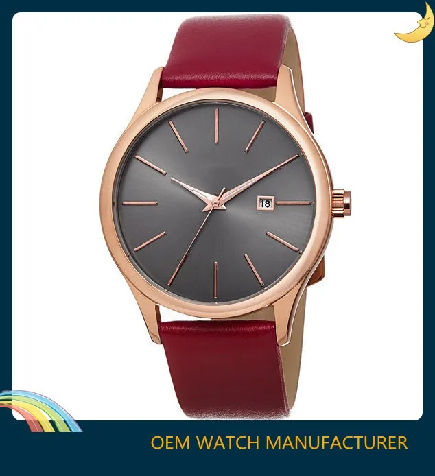 classic mens wristwatch with fantastic look genuine leather