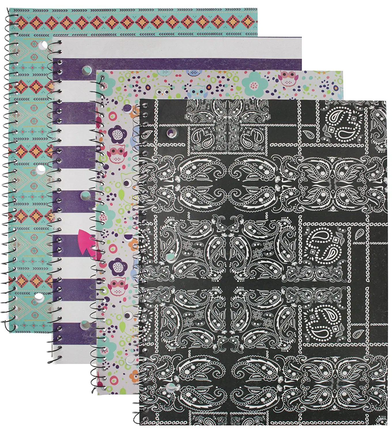 Set Includes: Red Purple Blue Covers Random 3 Pack Emraw 3 Subject Notebook Spiral with 120 Sheets of College Ruled White Paper Black