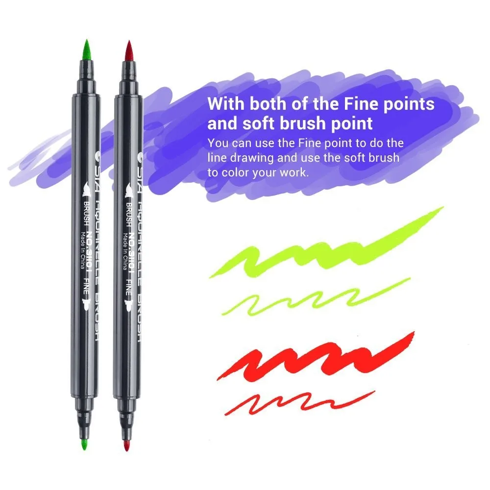 Customized Dual Tip Brush Pens With Fine Liner Tip,Watercolor Brush Pen ...