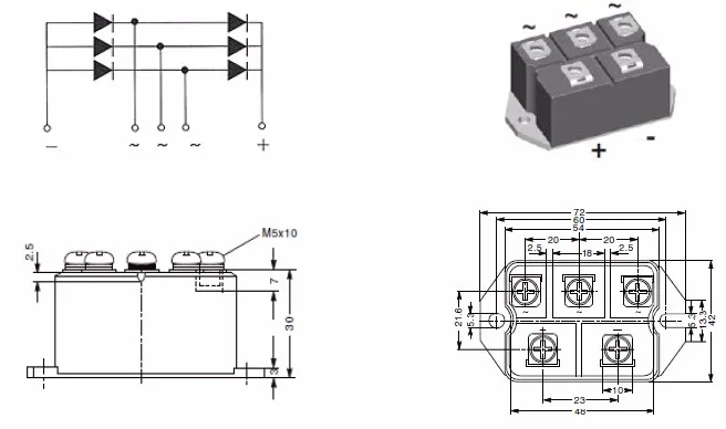 Three Phase Bridge Rectifier Module 3 Phase Ac Rectifier Bridge Mds60 C 1600v Buy Three Phase 