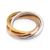 Alibaba 316L stainless steel ring yellow rose silver color three loops jewelry