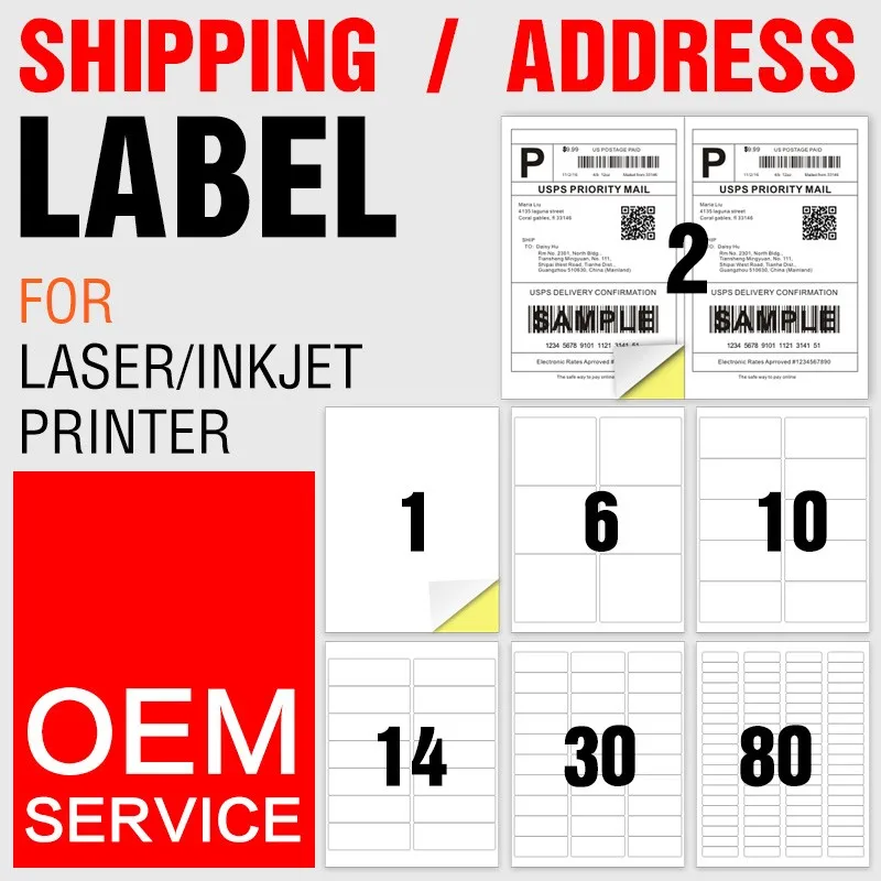 A4 Shipping Labels 2 Per Sheet 8.5 X 5.5 Self Adhesive Half Sheet