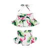 Toddler Kids Baby Girls Flamingo Ruffle Bandage Tankini Swimwear Swimsuit Bikini Bathing Suit Beach Outfit 1-6years free ship