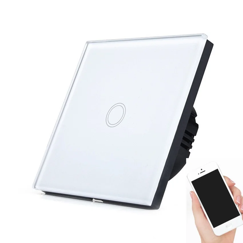 Glass Panel 1 Gang Wifi Control Led Touch Light Wall Mounted Switch For