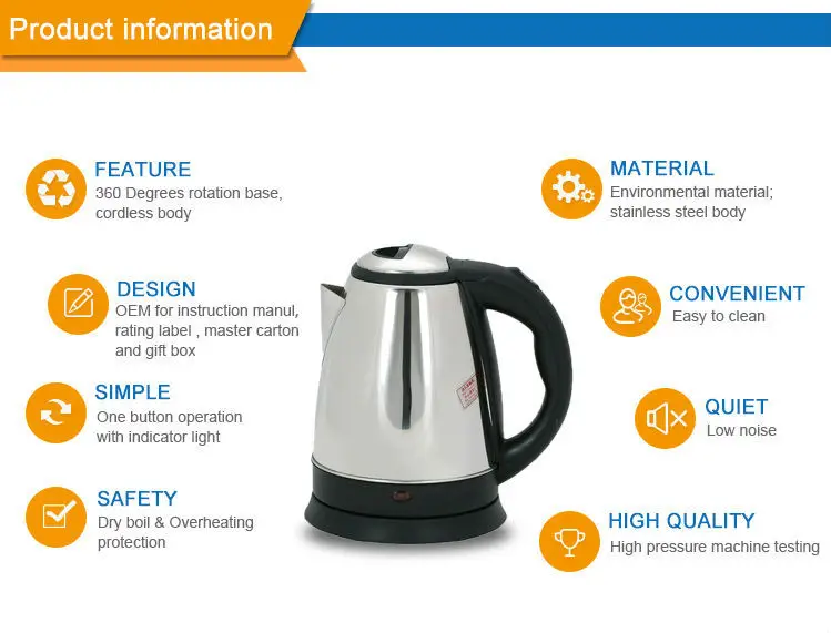 2l Whistling Stainless Kettle Plastic Parts Kettle Electric Kettle