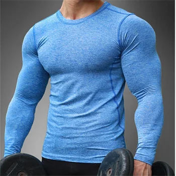 95% Polyester 5% Spandex Long Sleeve Mens Gym Wear Dry Fit T Shirt ...