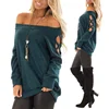 Women Sexy Criss-Cross Sleeve Blouse Loose Off Shoulder Tops Blouse Round Neck Side Split Tops shirts