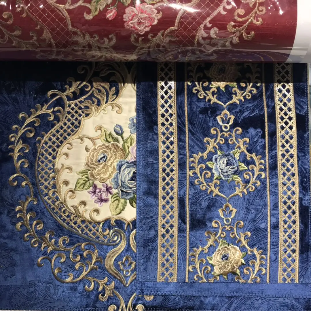 Embroidery Embroidered Sofa Velvet Fabric Price Per Meter For Sofa ...