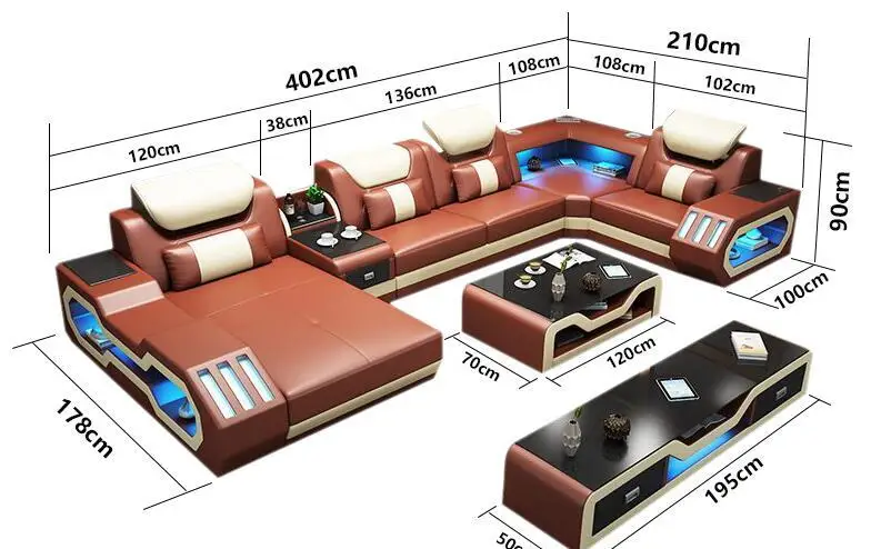 Wholesale Top quality simple corner seat living room genuine Multi-funtional leather sofa couch