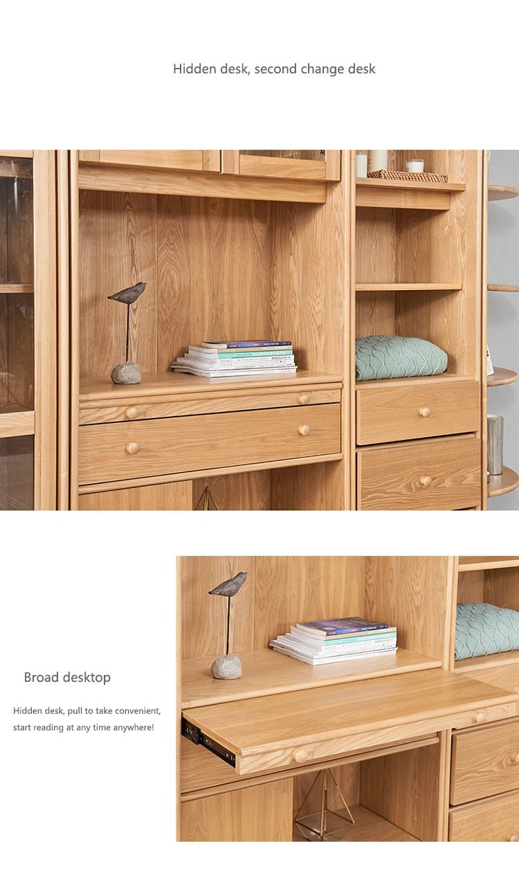 Wholesale OEM  Bookcase Wooden  Bookshelf Filing Cabinet with Glass Door