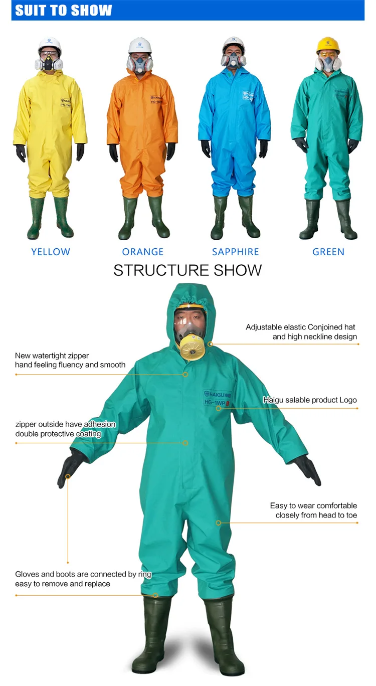 Haigu Hg-1wp Acid And Alkali Resistant Chemical Protective Safety Suit ...