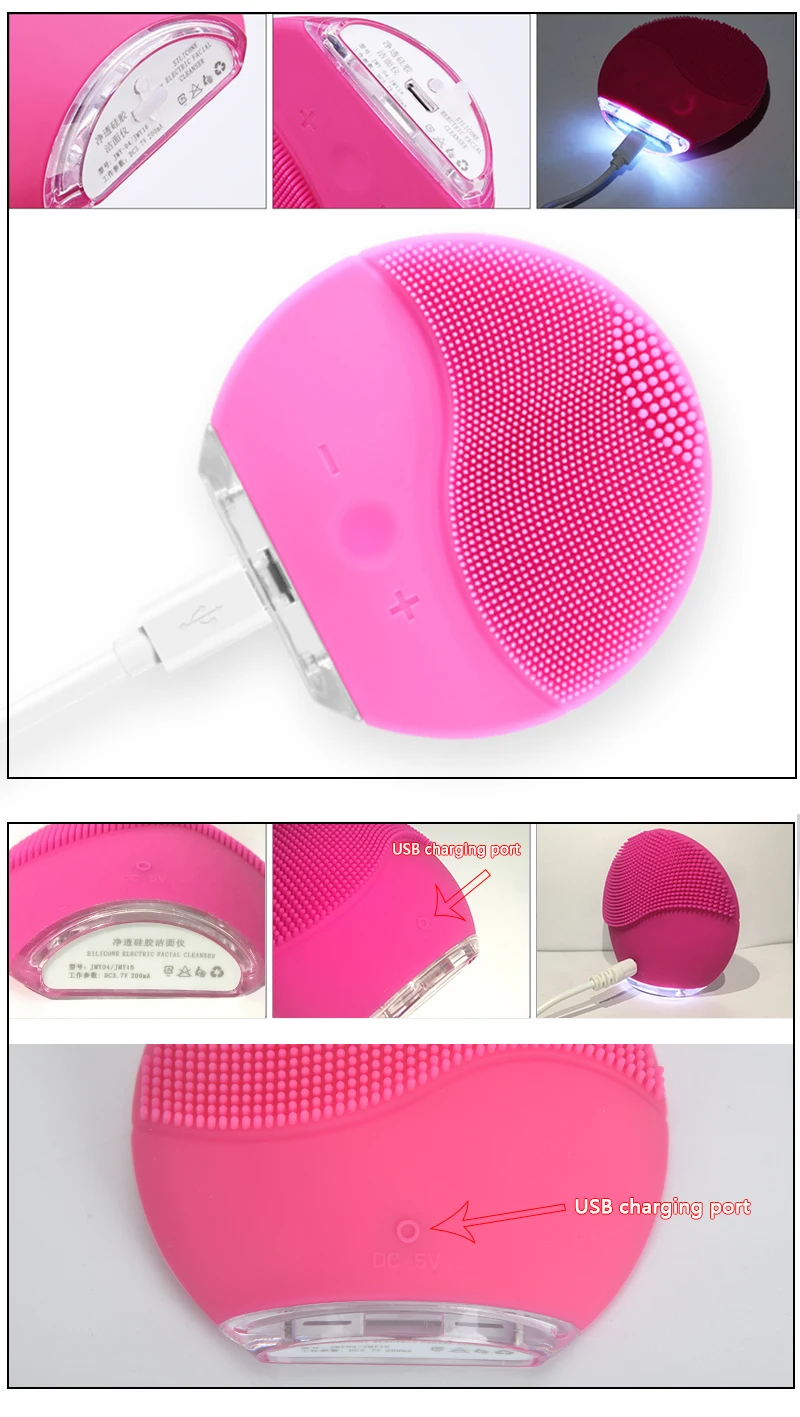 Facial Cleansing Brush Face Scrubbers Waterproof Silicon Facial Cleaner and Massager Electric Cleansing for Deep Cleansing Care