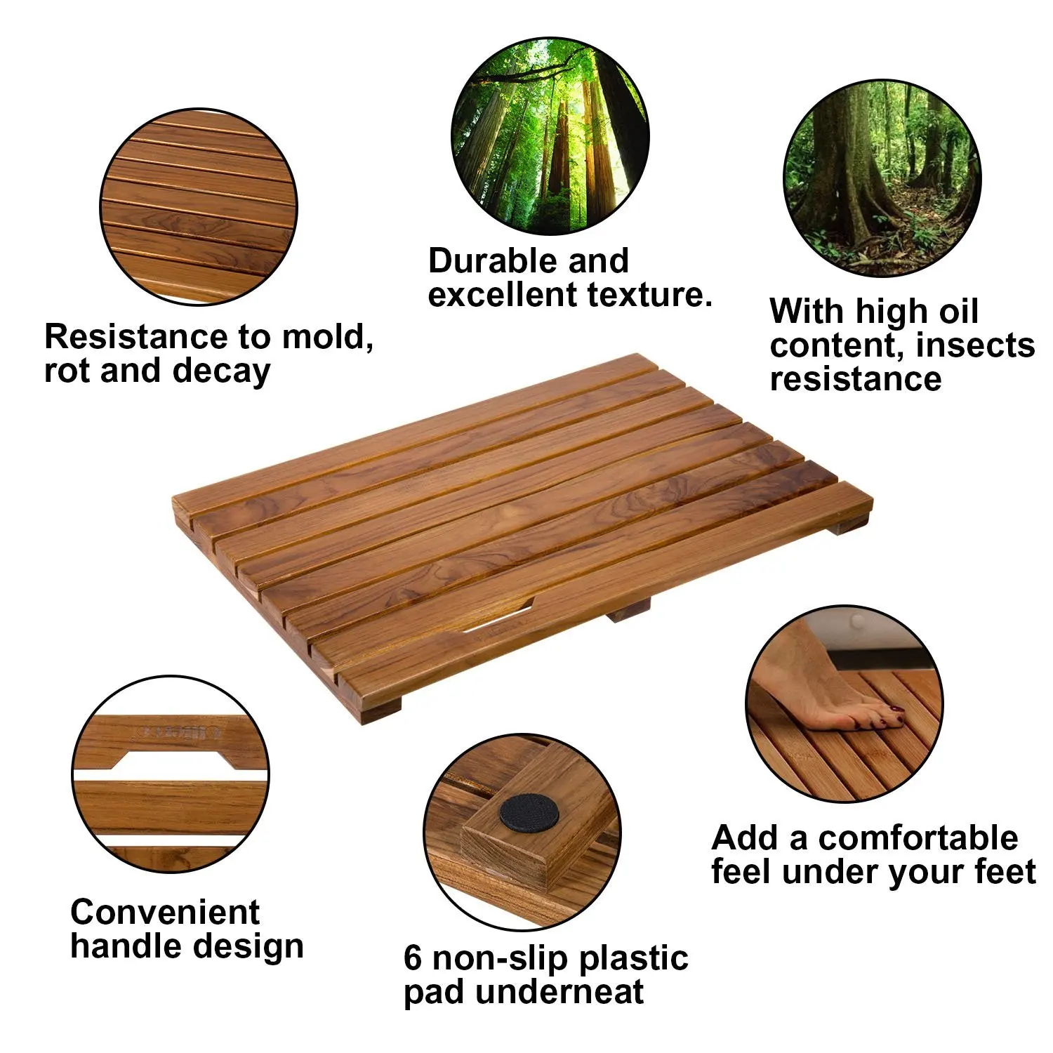 Indoor / Outdoor Luxury Spa Solid Teak Wood Bath Shower Mat Buy Teak