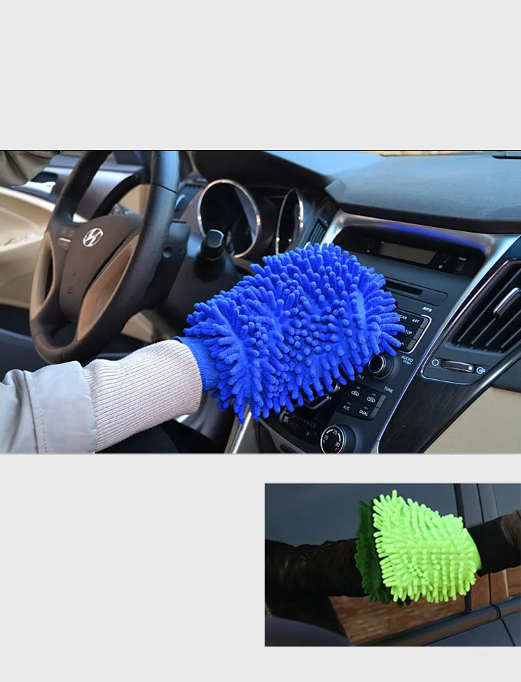 High Quality One-Sided Waterproof Car Wash Mitt Microfiber Chenille Cleaning Glove