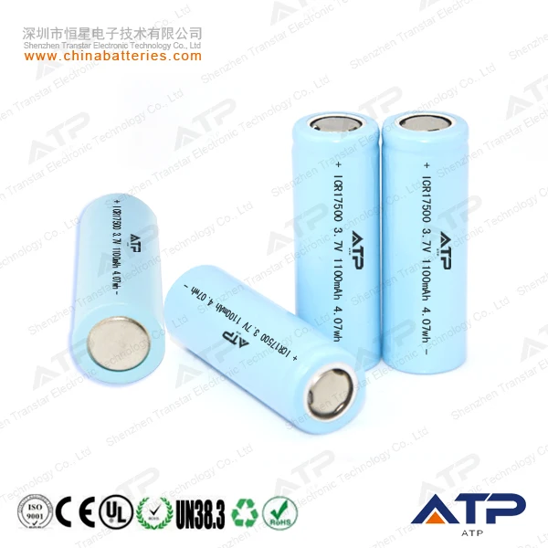3.7v 1100mah 17500 Lithium Ion Battery / 3.7v 17500 1100mah Li-ion ...