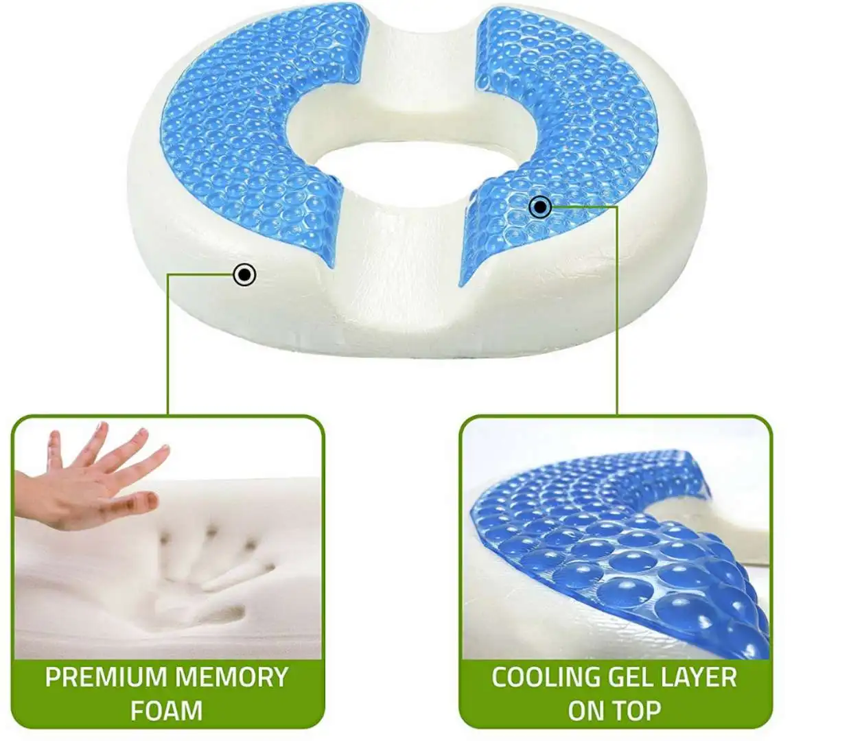 Wholesale Cool Gel Memory Foam Donut Cushion or Seat Pillow for Hemmoroid  Treatment Coccyx Pain Relief From m.