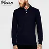 OEM brand custom made wholesale high quality plain black long sleeve polo shirt