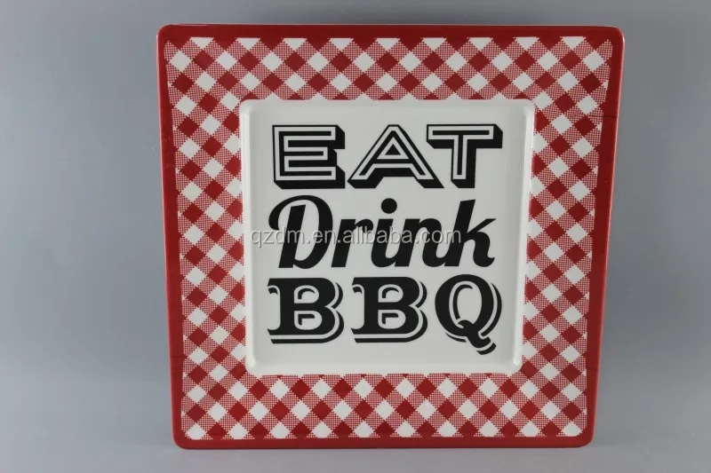 Star Print Square Mealmine Dinner Plate