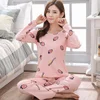 Sleepwear One set High quality New cute nighty Wholesale one set Chinese Long Sleeve Women Pajamas