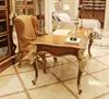 Classical wooden rectangular study table in tan color