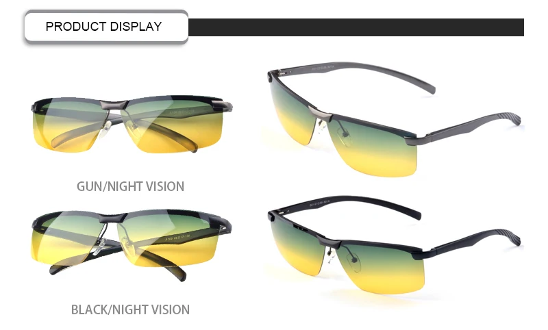Ready Stock Gradient Shades Square Polarized Night Vision Men Sunglasses