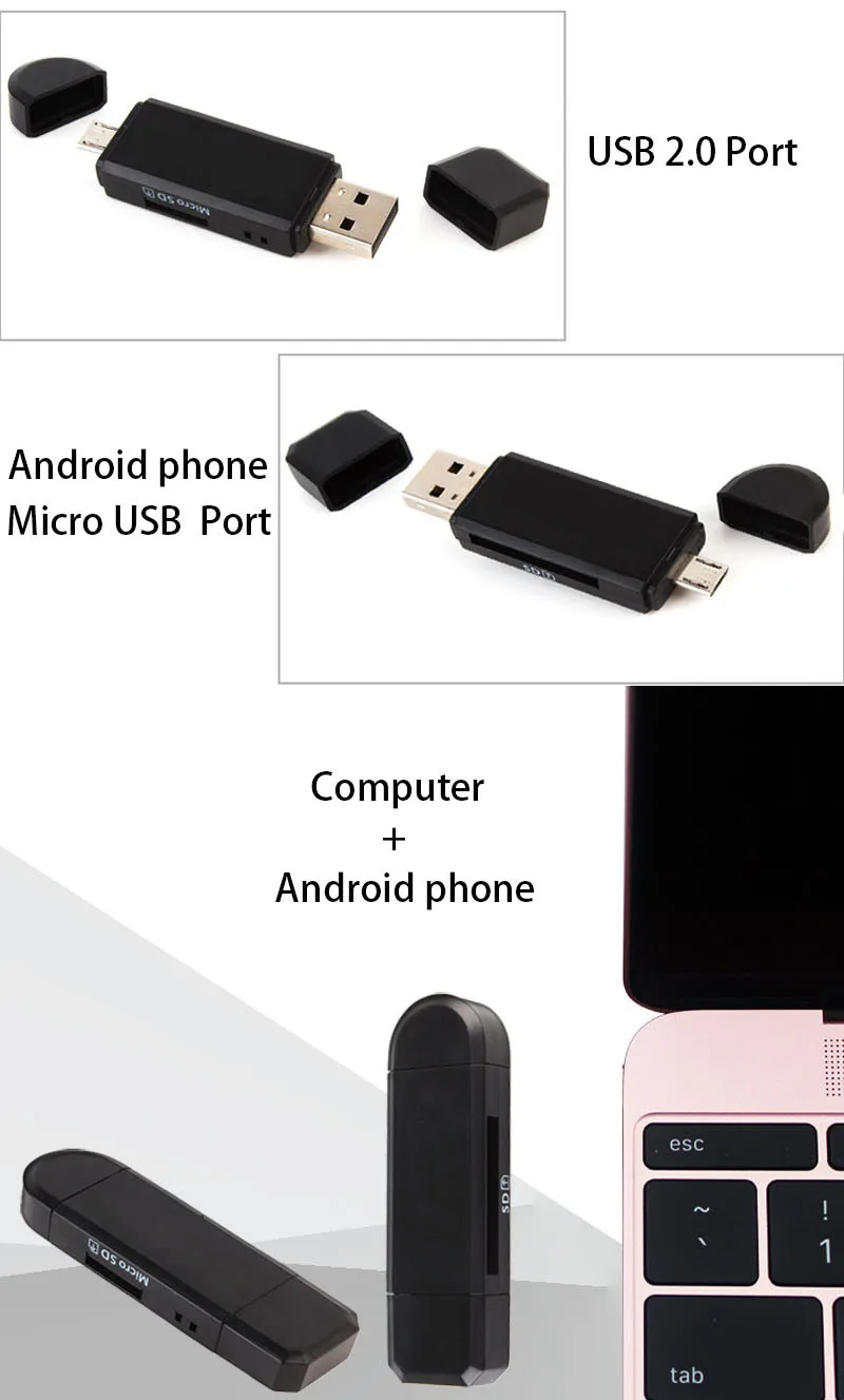 paypal accept OTG reader USB 2.0 multi-function sd card reader writer with custom logo - ANKUX.COM