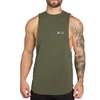 Best Selling Men Plain Gym Bodybuilding Cut Off Curve Bottom Tank Top