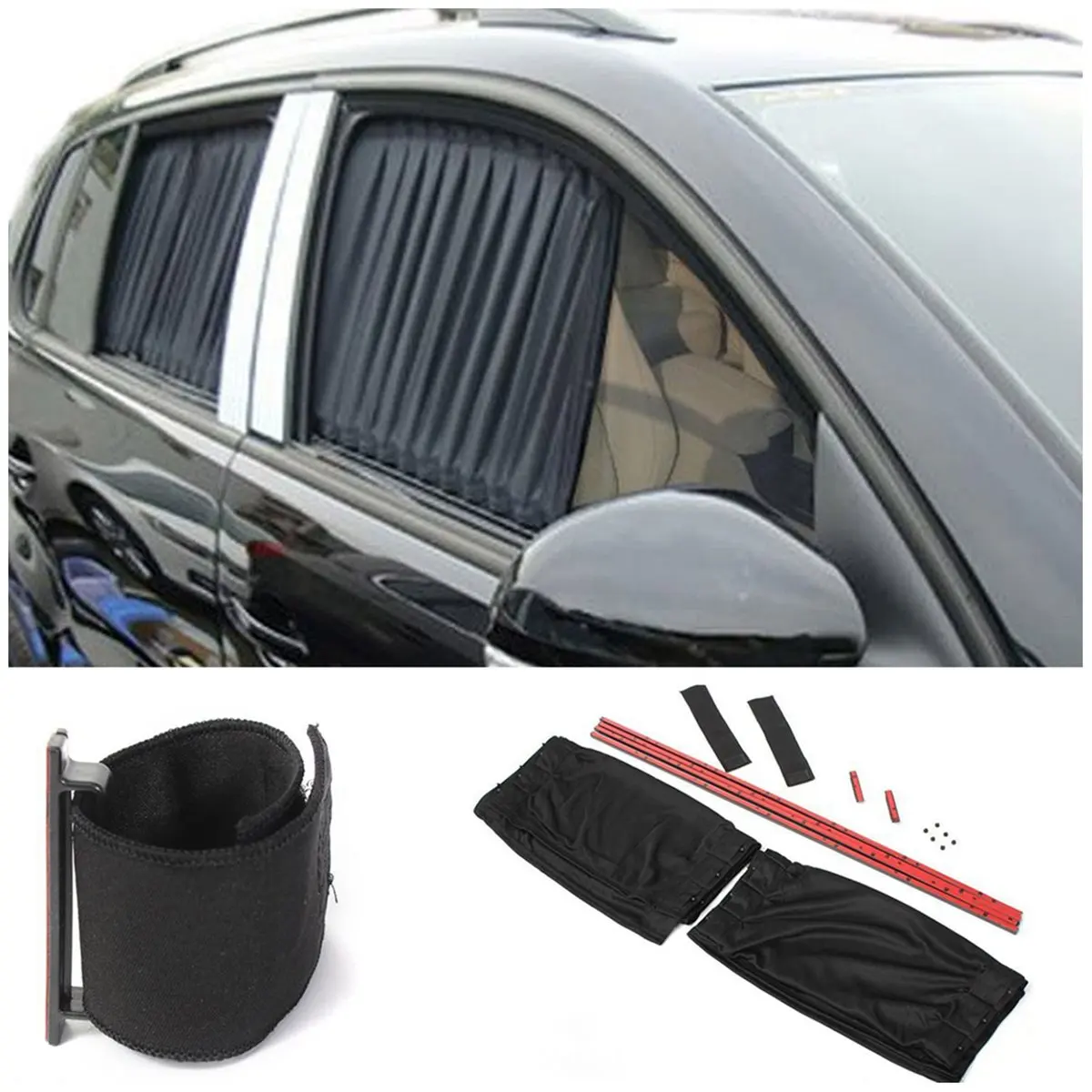 Silver Quaant Car Sun Shade,5 Pcs Car Windows Sun Shade Black Mesh Auto Sun Visor Curtain Window Sunshade Suction Cup Protection Front Rear Side