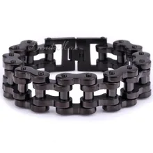 Heavy Biker Motorcycle Link 12.5/15/20/24mm 316L Stainless Steel Black Tone Mens Chain Boys Bracelet Free Shipping LHBM43
