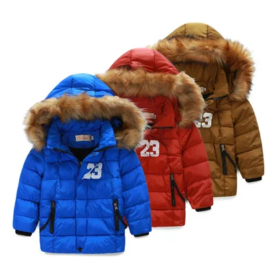 Male child size boy thickening thermal cotton padded jacket down wadded jacket cotton padded jacket fur