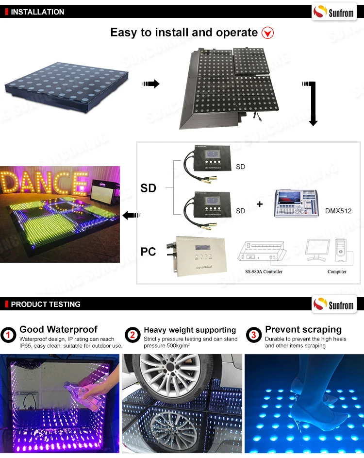 Wedding disco equipment outdoor digital led stage light dance floors