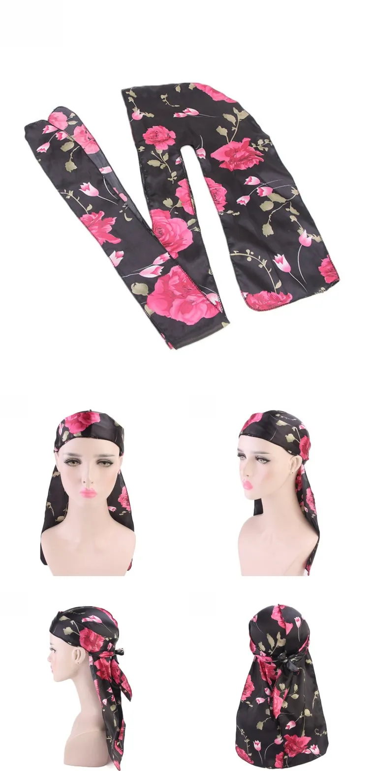 Wholesale Custom Spandex Elastic Sport Du Rags Silk Cap Floral Bandanas Durag Cap - Buy Floral ...