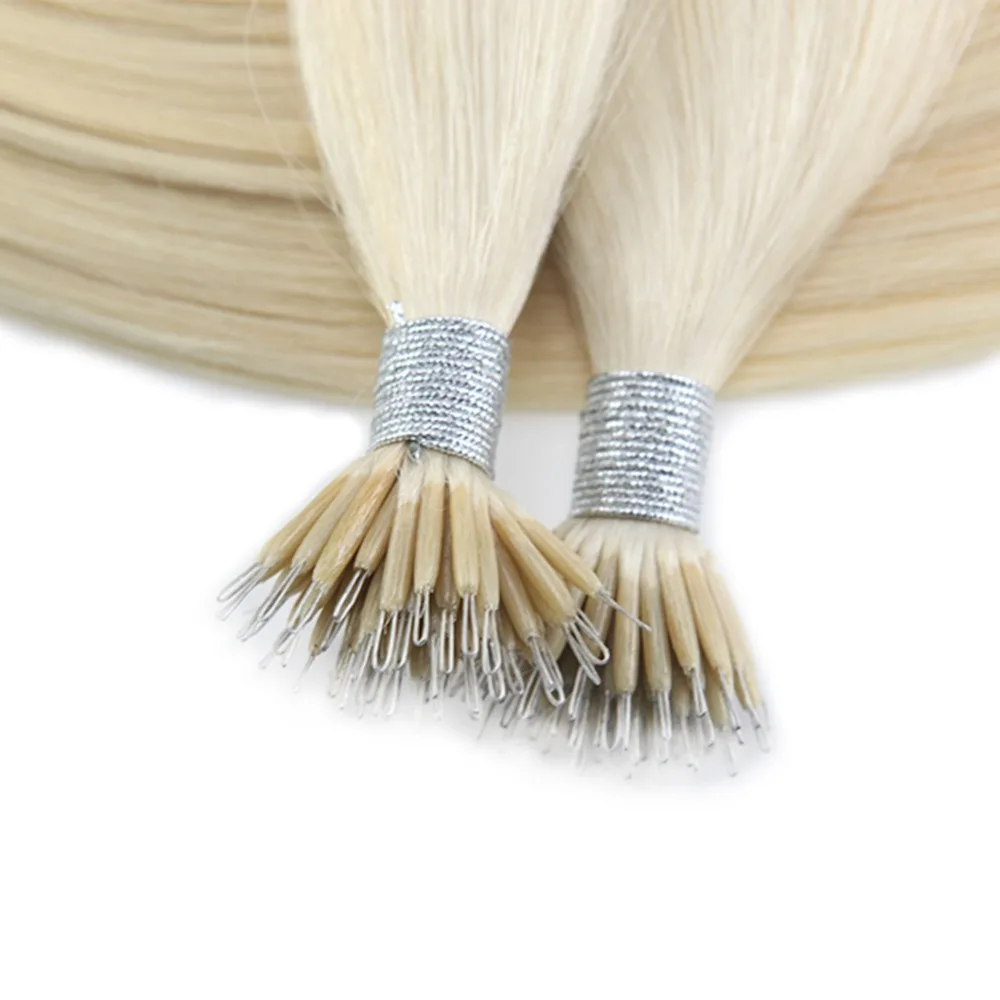 Hair Extension Bulk Micro Nano Ring Platinum Blonde 60 100 Remy Human