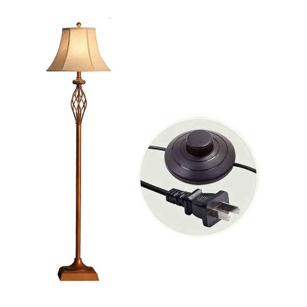 MGLDD Bedside Vertical Floor Lamp, Lampshade Optional, American Retro Floor Lamp, E27, 40W, Pedal/lever Switch, H: 160cm For Living Room Bedroom (Color : A, Size : Foot switch)