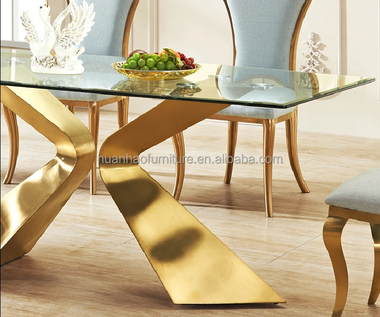 Alexa Dining Table White Polished Gold Base High Fashion Home