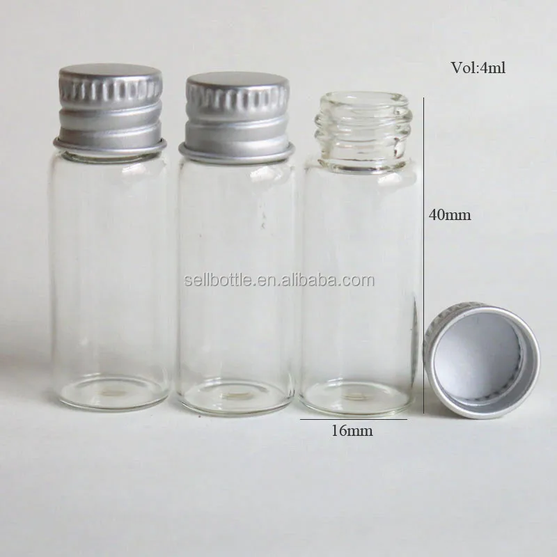 27mm Clear Glass Bottle Aluminum Screw Cap Container Borosilicate Vial Empty