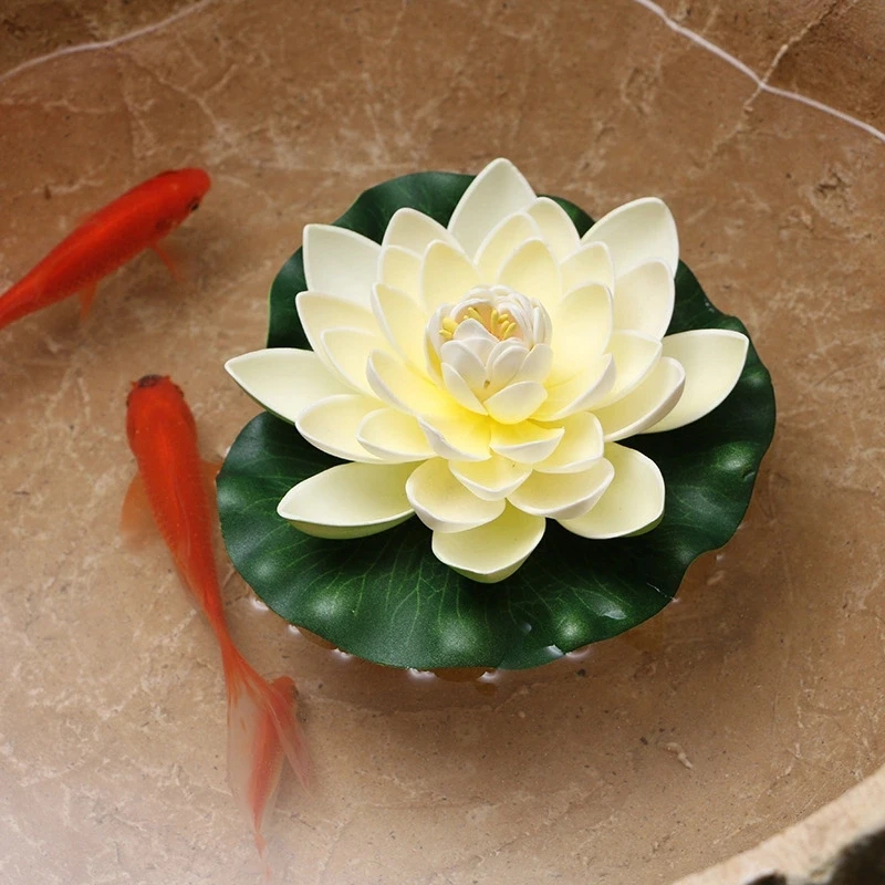 Artificial Floating Foam Lotus Flowers,With Water Lily Pad Ornaments