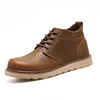 British Style Rubber Bottom Genuine Leather Ankle Work Boots Shoes For Men