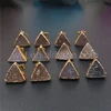 WT-E270 Hot sale 10mm druzy triangle studs, 24k real gold plated Natural color druzy triangle studs