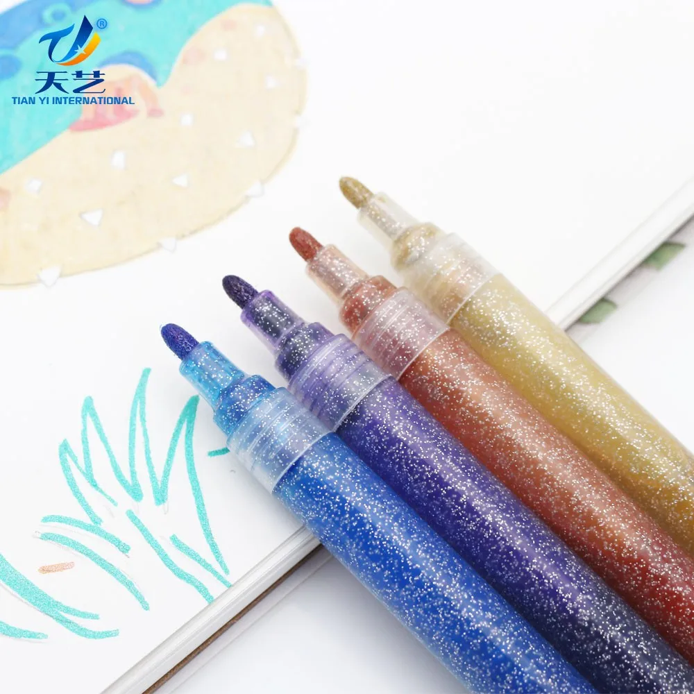 Permanent Glitter Acrylic Marker Pen Sparkling Color Markers